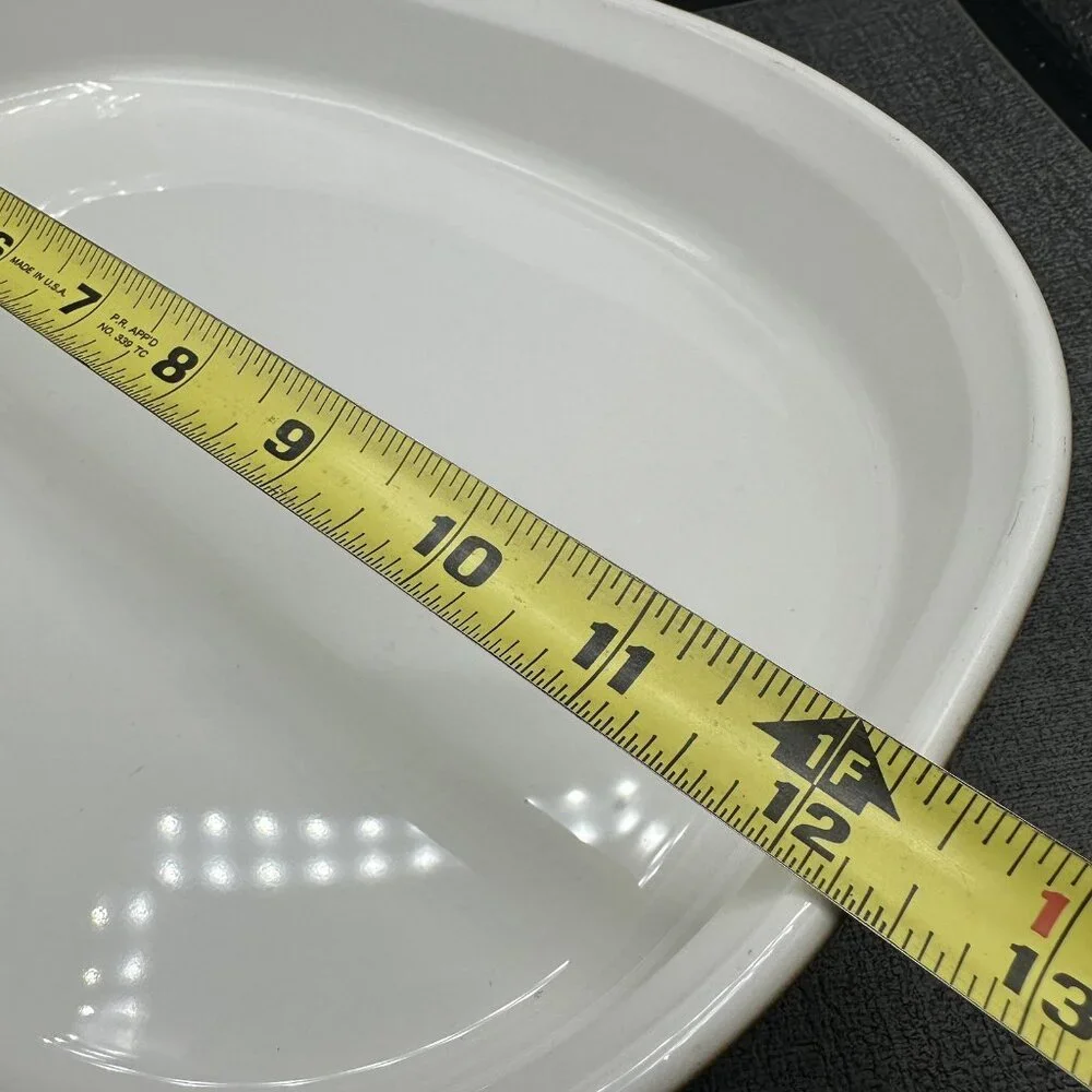 Vtg Corning Ware Oval Casserole F-4-B 2.5L French White Brown Ombre Ribbed